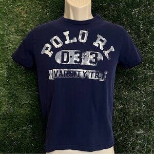 Navy Blue Ralph Lauren Polo graphic tee boys M (10/12)